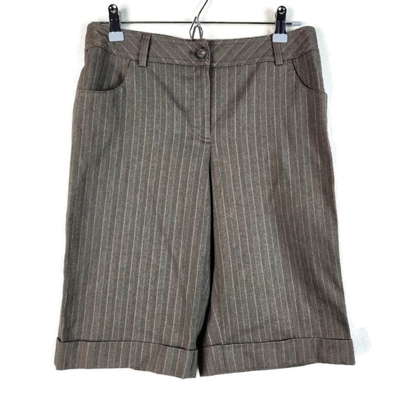Alfani Size 4 Herringbone Pinstripe Brown Bermuda Shorts - Picture 1 of 6